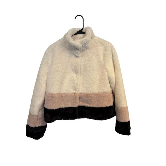 Color Block Faux Fur Jacket - Picture 1 of 6
